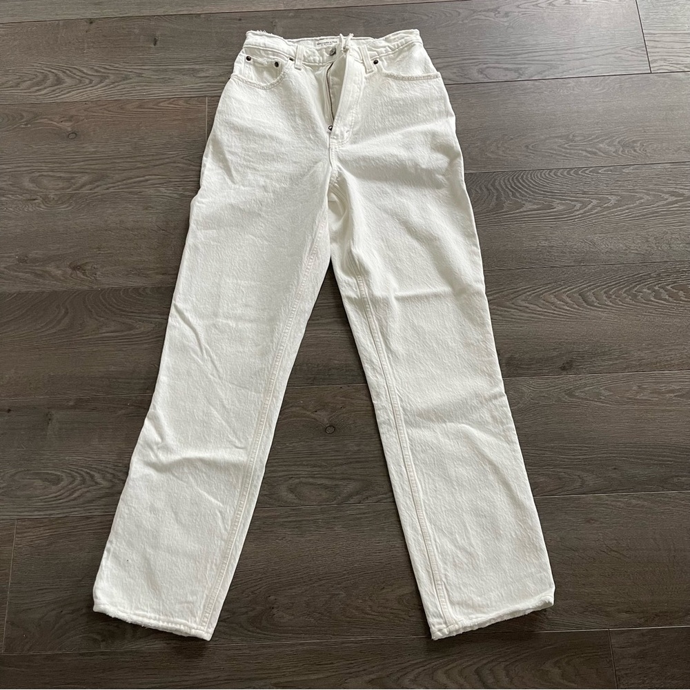 Abercrombie white straight leg jeans